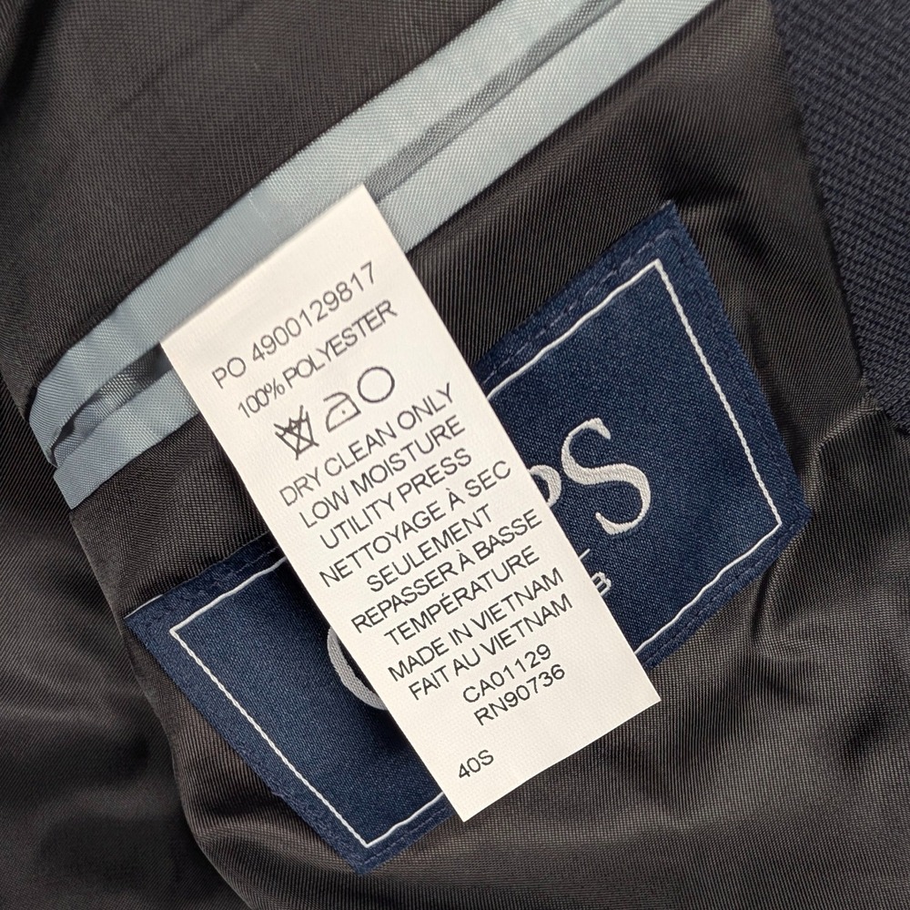 Chaps Sport Coat Mens 40S Navy Blue Classic Fit 2-Button Gold Crest Blazer NEW - Picture 5 of 11